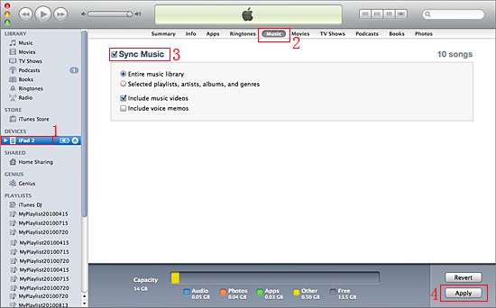 sync music to ipad2