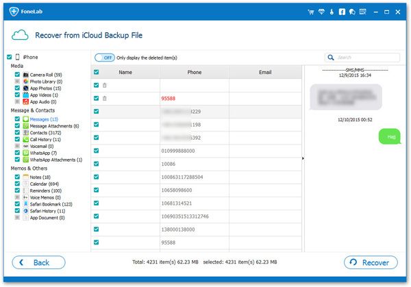 Recover iPhone sms from iCloud