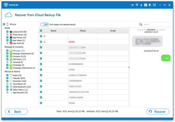 Recover iPhone whatsapp messages from iCloud