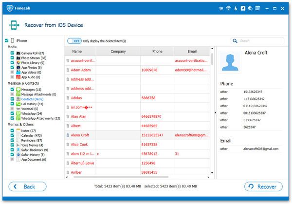 recover iphone contacts directly