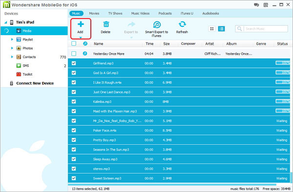 transfer music from computer to iPad