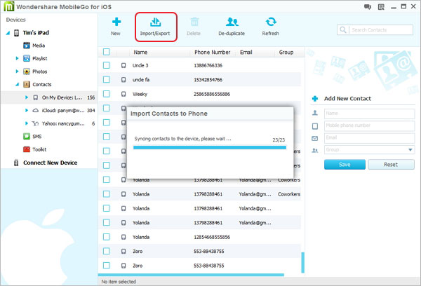 add contacts to iPad