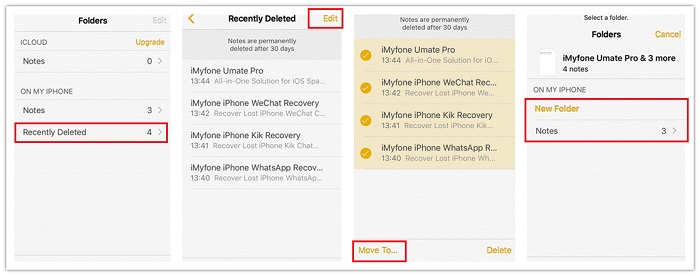 recover iphone notes from recently deleted folder