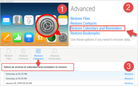 Restore iPhone Calendars from iCloud