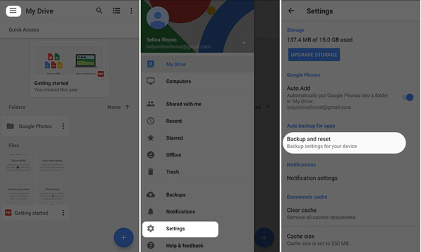 turn on google drive