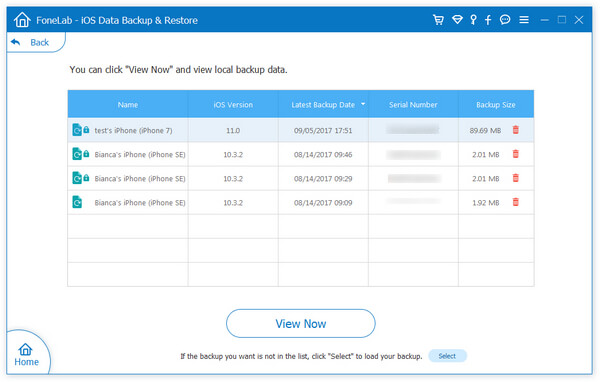 choose backup files