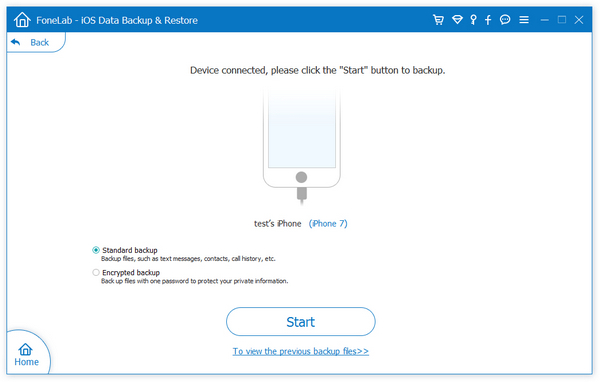 select backup option